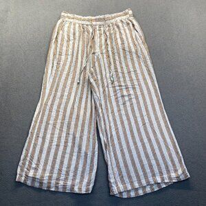 Ava & VIV Linen Blend  Striped Pull On Pants Womens Size 1X Wide Leg,Pockets